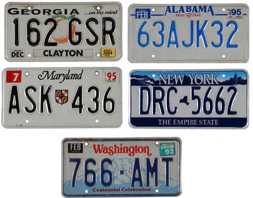 Лот из пяти американских
номеров штатов: New York,
Alabama, Maryland, Georgia,
Washington 
1990-е гг