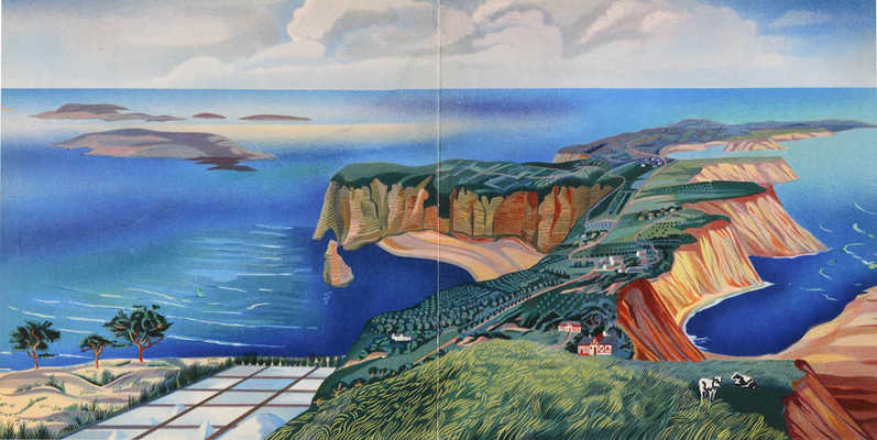 [Панорама берега. Худ. А. Экстер]. Panorama de la côte. Paris: Flammarion, 1938.