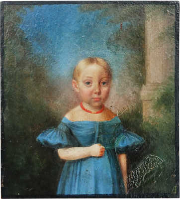 Неизвестный художник русской школы живописи. Портрет девочки в голубом платье