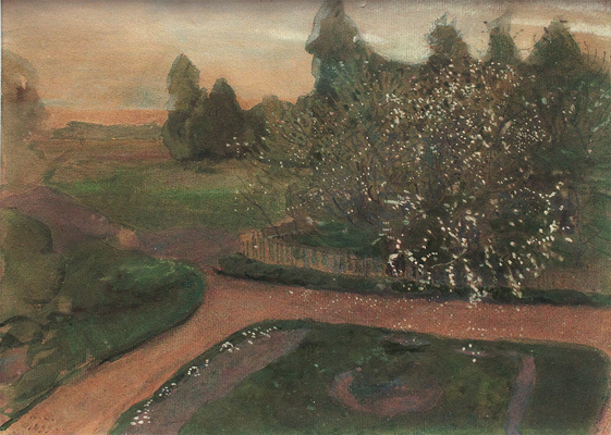 Сомов Константин Андреевич. Пейзаж с цветущим деревом