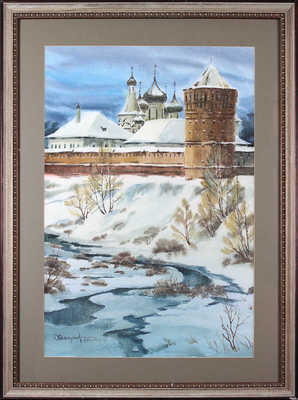 Неизвестный художник. Зимний пейзаж с монастырем