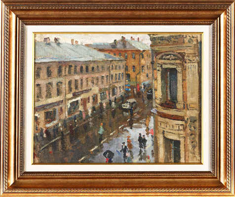Беньяминсон Эрик Евгеньевич. Улица Москвы (на оборотной стороне эскиз картины)