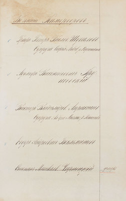 Рукописный список Камергерам и Камер Юнкерам. [Б. м.], [1880-е].