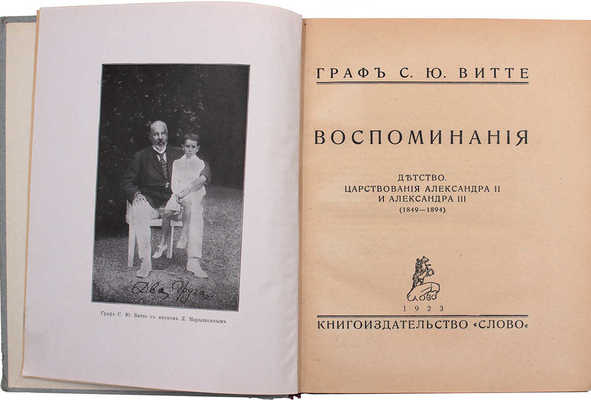 Витте С. Воспоминания. [В 3 т.]. Т. 1–3. Берлин: Кн-во «Слово», 1922–1923.