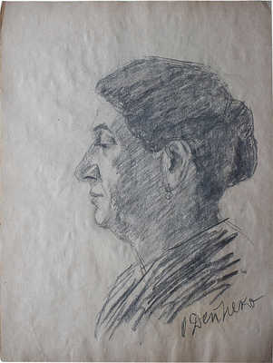 Дейнеко Ольга Константиновна. Женский портрет в профиль (на оборотной стороне портрет женщины с закрытыми глазами)