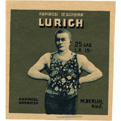 Реклама папирос «Lurich» SCHNAKENBURG, RIGA