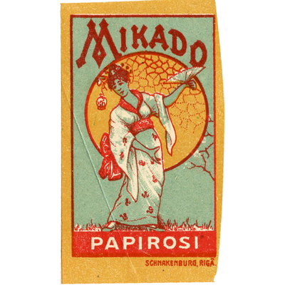 Реклама «Mikado» ­папиросы SCHNAKENBURG, RIGA