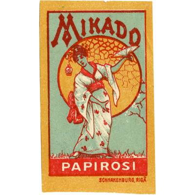 Реклама «Mikado» ­папиросы SCHNAKENBURG, RIGA