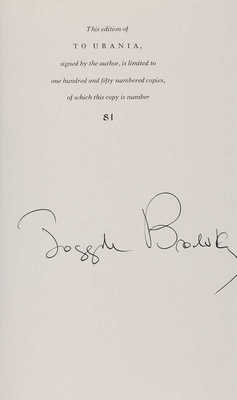 [Бродский И., автограф]. Joseph Brodsky. To Urania. New-York: Farrar, Straus and Giroux 1988.