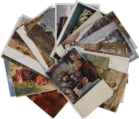 [Собрание В.Г. Лидина] 35 открыток с репродукциями картин русских художников. Хорошая сохранность 