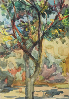 Митурич-Хлебников Май Петрович. Пейзаж с деревом (на оборотной стороне рисунок с домом)