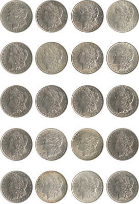Подборка из 20 монет номиналом 1 доллар США 1878-1902 годов