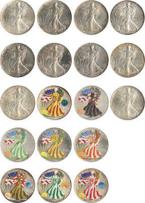 Подборка из 18 монет номиналом 1 доллар США 1991-2010 годов