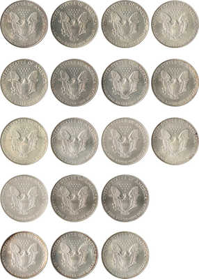 Подборка из 18 монет номиналом 1 доллар США 1991-2010 годов