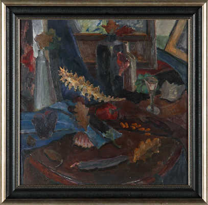 Абрамов Рудольф Федорович. Осенний натюрморт с красным перцем и дубовыми листьями