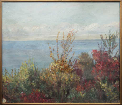 Неизвестный художник. Море и цветы. Этюд