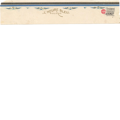 Наклейка на упаковку пудры «L'heure bleu» (Синий час) ленинградский гос.жировой трест, парфюмерия «ЛЕНЖЕТ» 