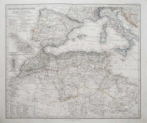 [Карта Средиземного моря и Северной Африки] Das Mittelländische meer und Nord-Afrika. 1 : 7 500 000. 1868.