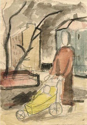 Русаков Александр Исаакович. Женщина с коляской (эскиз к картине из собрания ГРМ)