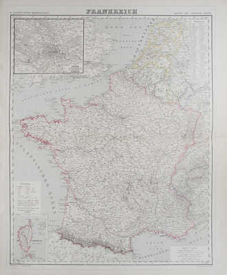 [Карта Франции]. Frankreich. Kiepert's neuer handatlas. № 19. Berlin: Bei Dietrich Reamer, 1856.