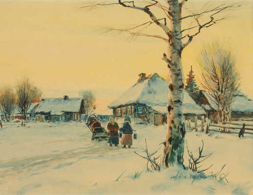 Балунин Михаил Абрамович. Деревня зимой 