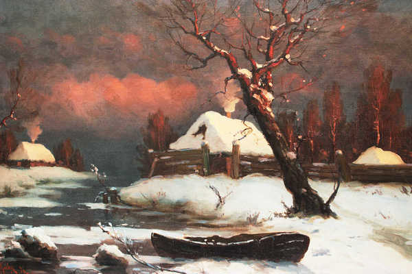 Клевер Юлий Юльевич (старший). Зимний пейзаж с лодкой