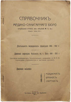 Деятельность медицинских учреждений 1908-1913 г... Баку: Типо- литог. «Каспий», 1914.