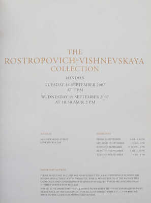 [Коллекция Мс. Растроповича и Г. Вишневской]. The Rostropovich-Vishnevskaya Collection. Sotheby's, London. 2007.