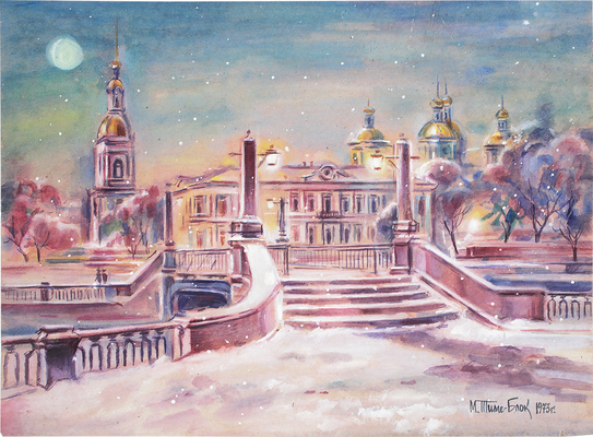 Неизвестный художник. Вечерний Ленинград, снег