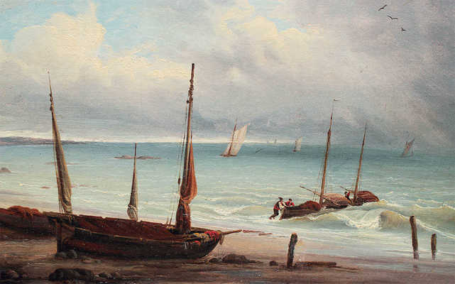 H. Deydier (Х. Дейдир). Морской пейзаж с лодками 