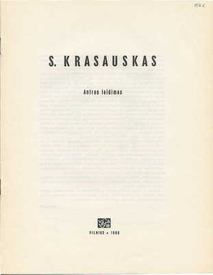 [Красаускас С. Альбом репродукций. 2-е изд.]. Krasauskas S. Antras leidimas. Vilnius: Vaga, 1966.