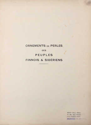 [Украшения одежды финнов и народов Сибири]. Ornements de perles des peuples Finnois &amp;